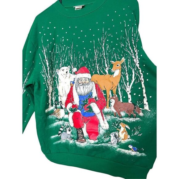 Vintage Holiday Time Santa Claus Winter Forest Crewneck Size‎ M - Picture 3 of 7
